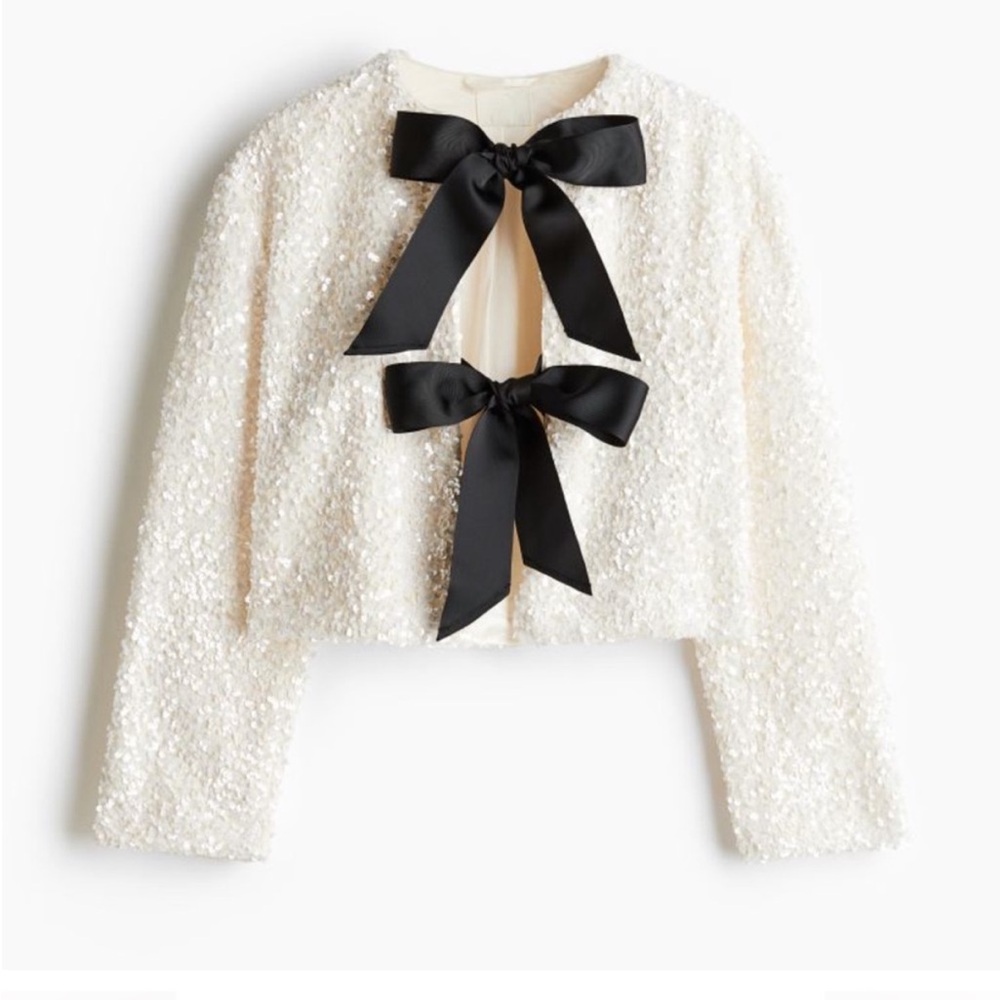HM TIE FRONT SEQUIN JACKET